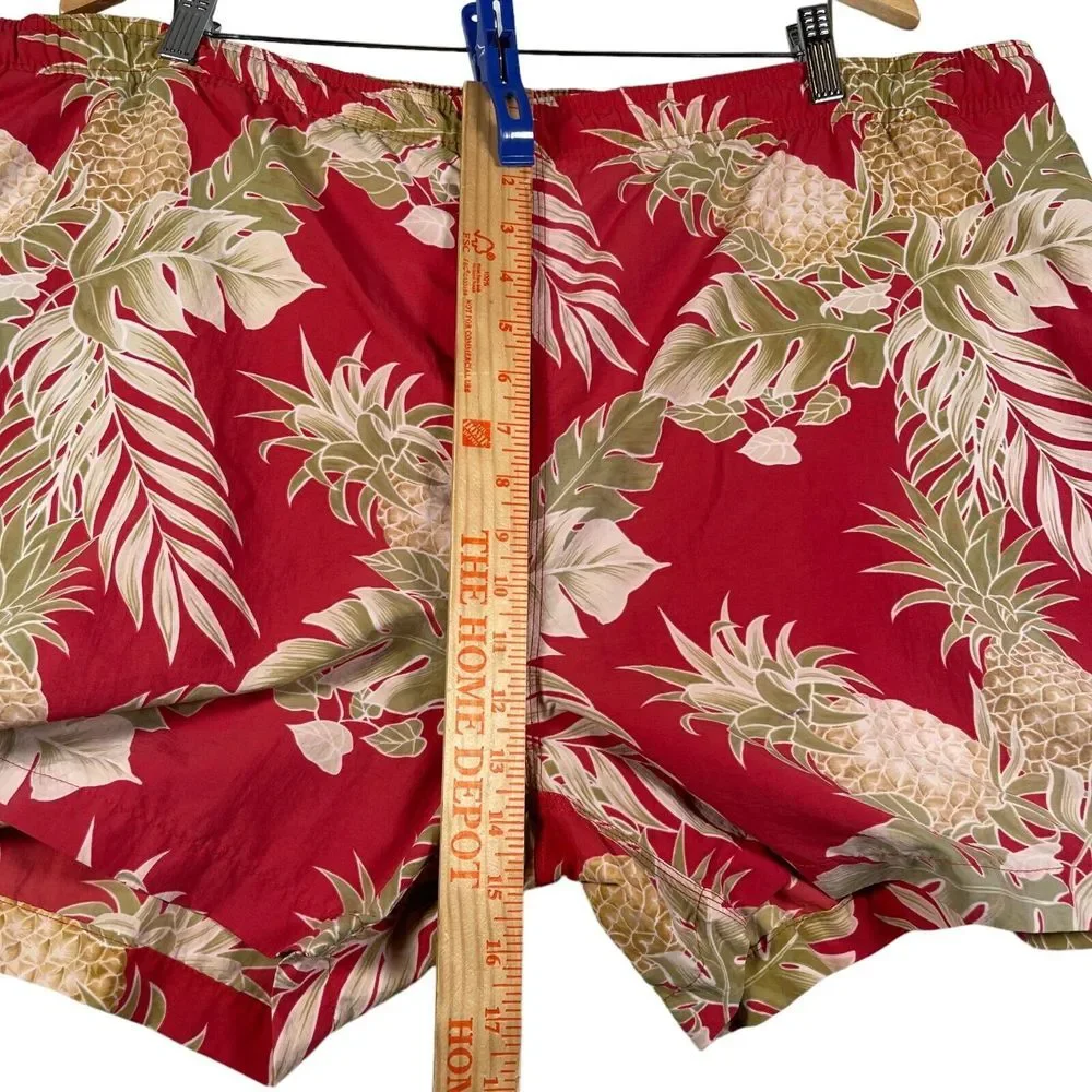 Tommy Bahama Swim Trunks Mens‎ XL Red Beige Pineapple Palm Lined Beach Shorts